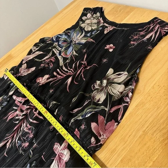 Lane Bryant Dress 26 Sleeveless Black Belted Floral Multicolor Midi Plus Size - Picture 7 of 10